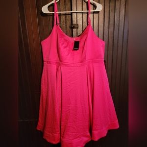 Torrid size 2 hot pink satin skater dress